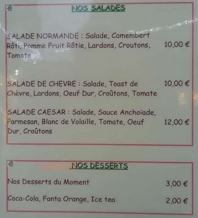 La fringale — carte page 2