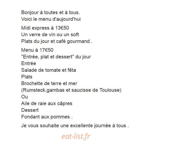 La Petite Gourmandise — carte page 2