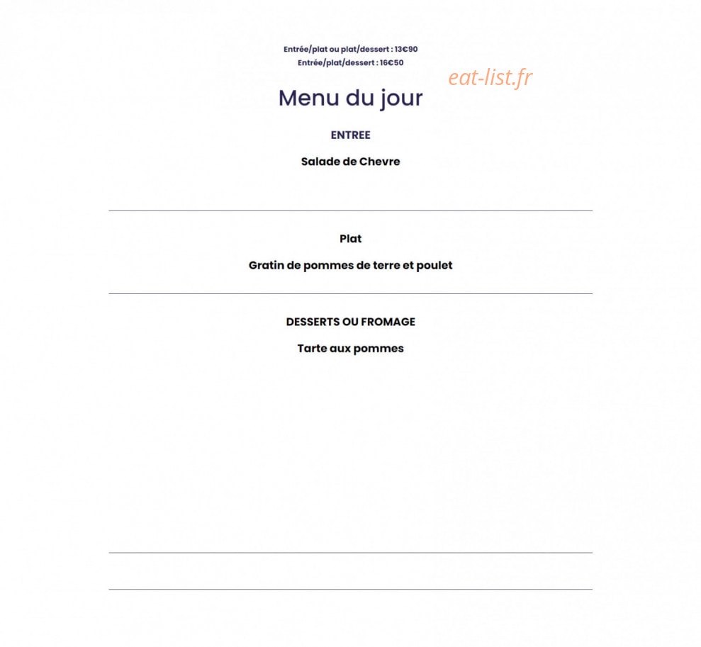 Le Bistrot Saint Nicolas — carte page 1