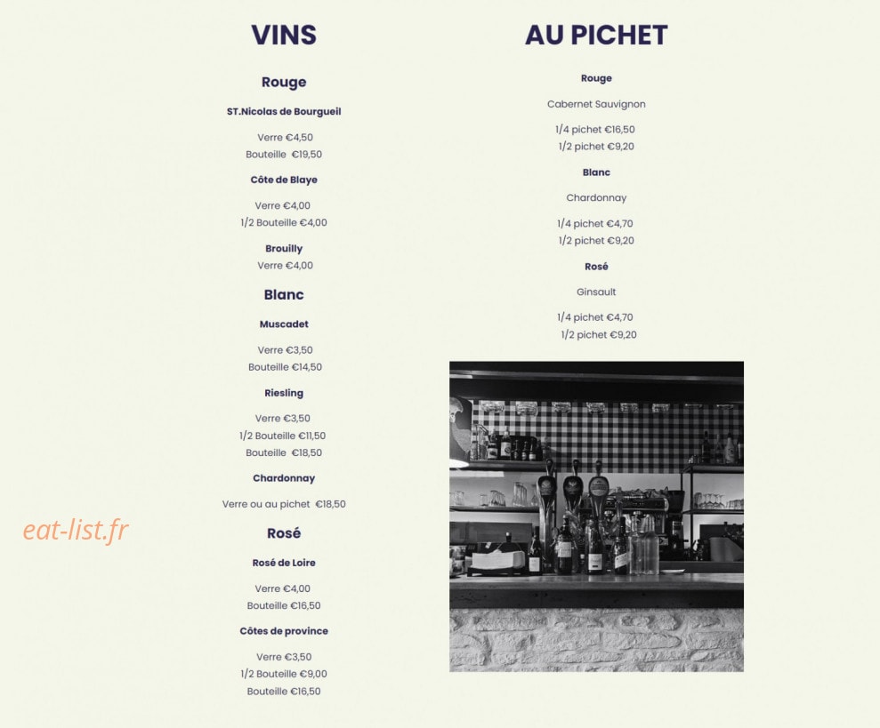 Le Bistrot Saint Nicolas — carte page 9