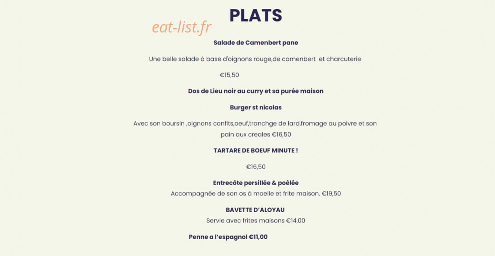 Le Bistrot Saint Nicolas — carte page 3