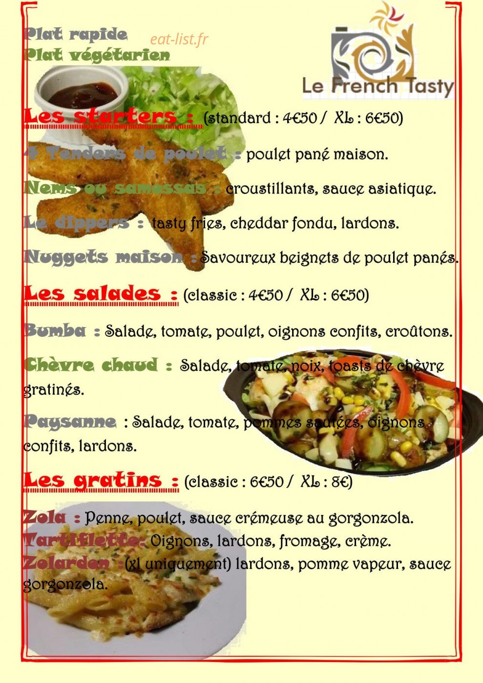 Le French tasty — carte page 1