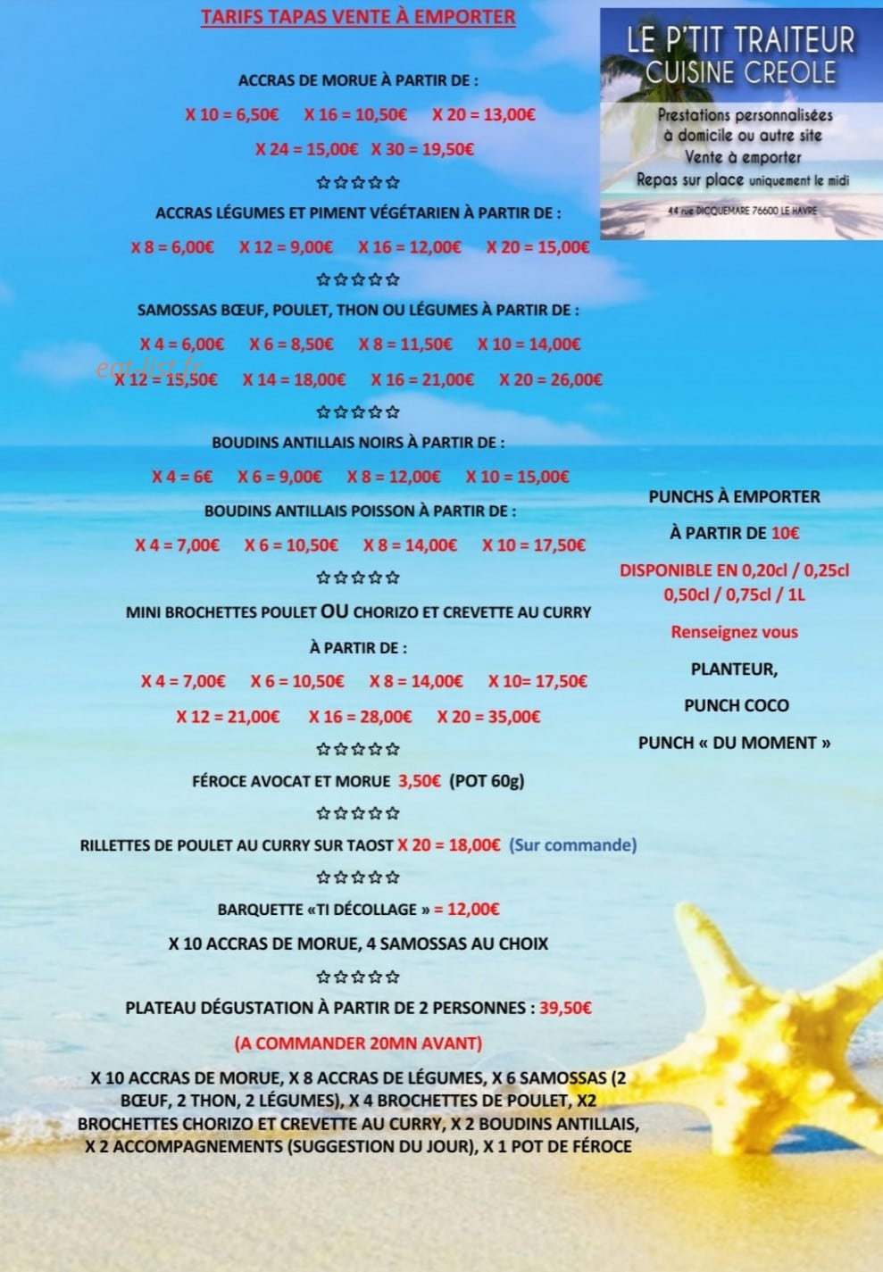 Le P’Tit Traiteur — carte page 2