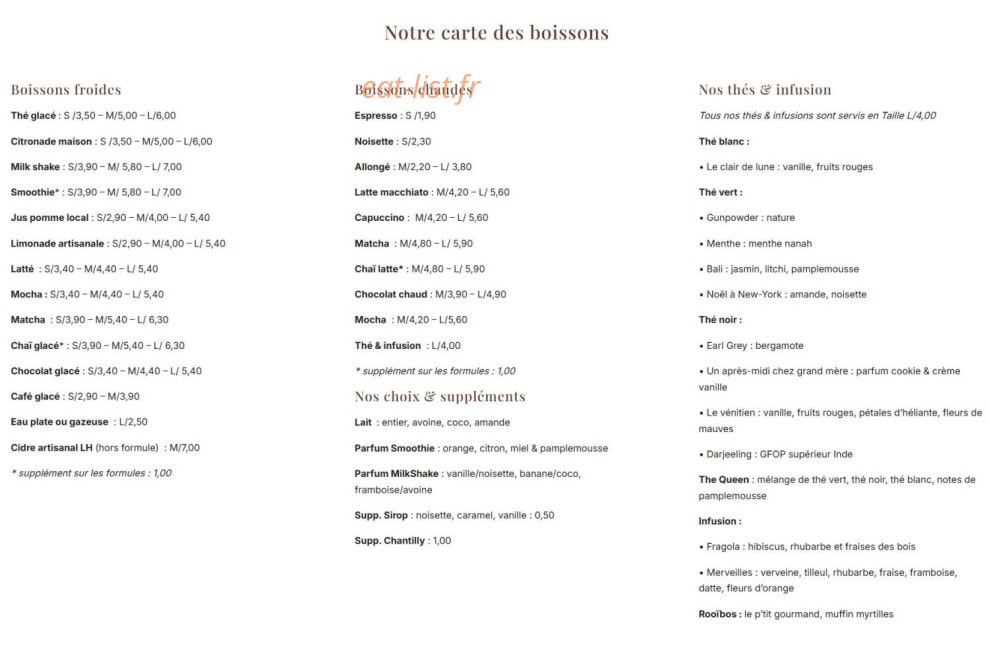 Noisette Café — carte page 3