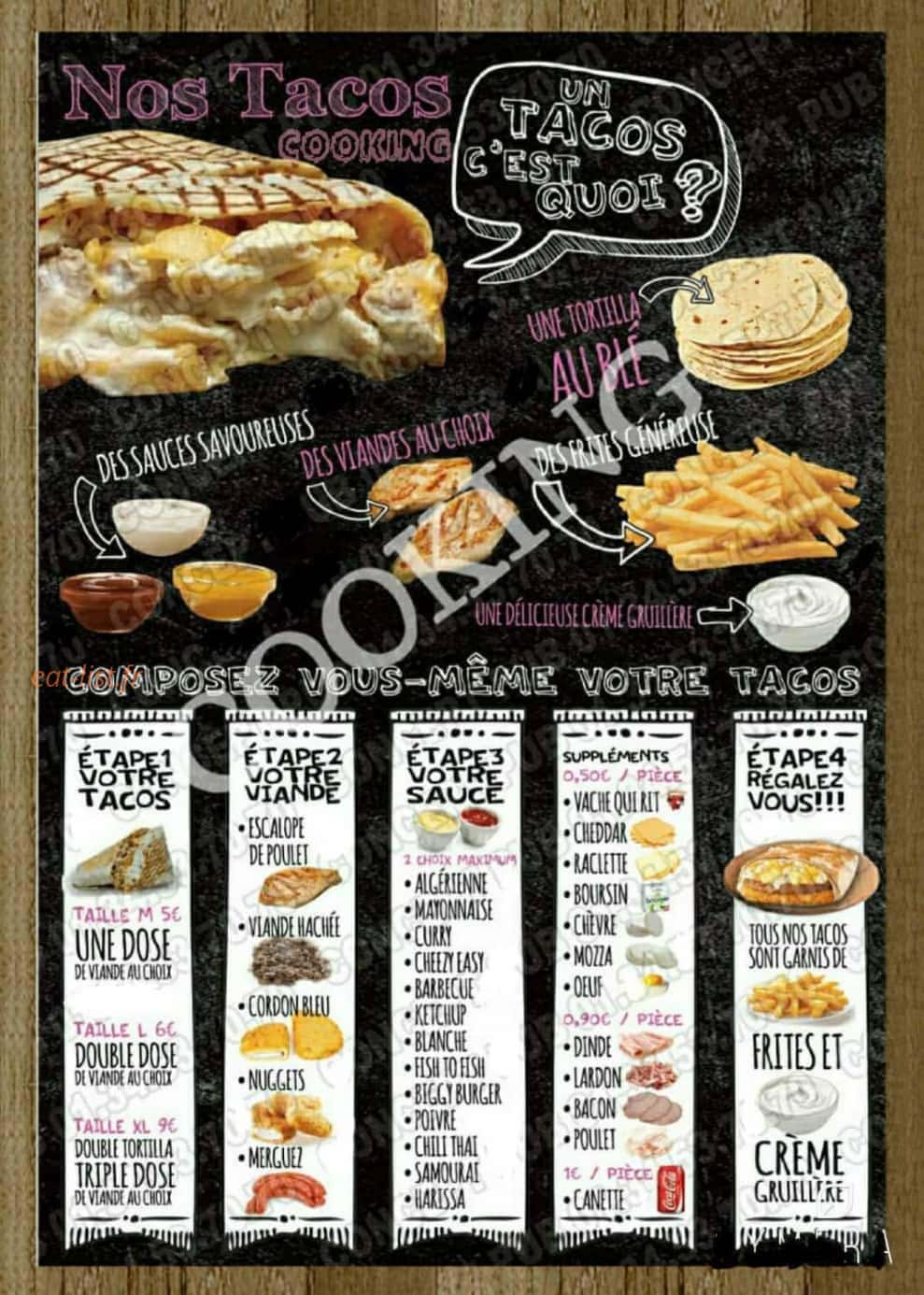 O'Cooking — carte page 1