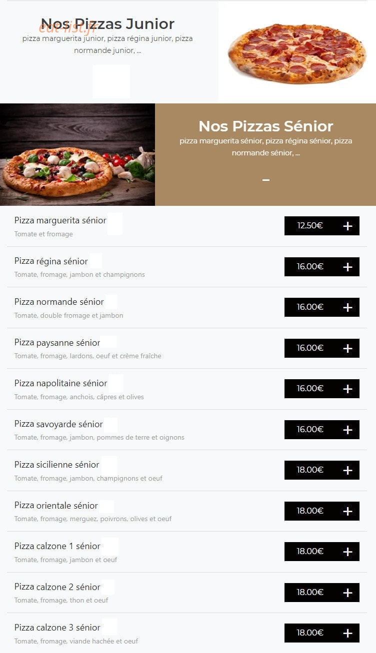 Pizza Capri — carte page 2