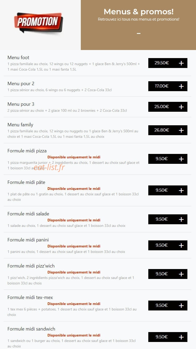 Pizza Capri — carte page 1