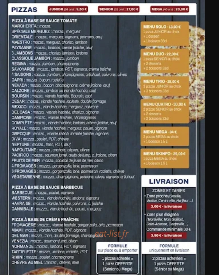 Pizza Resto — carte page 1
