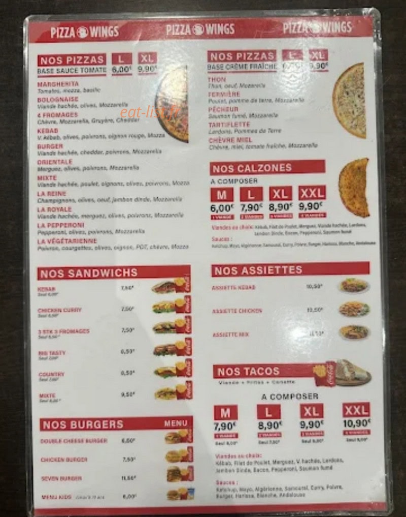 Pizza wings — carte page 2