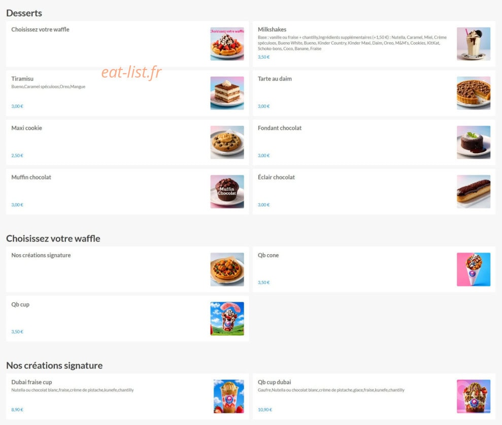 Quick Bites — carte page 8