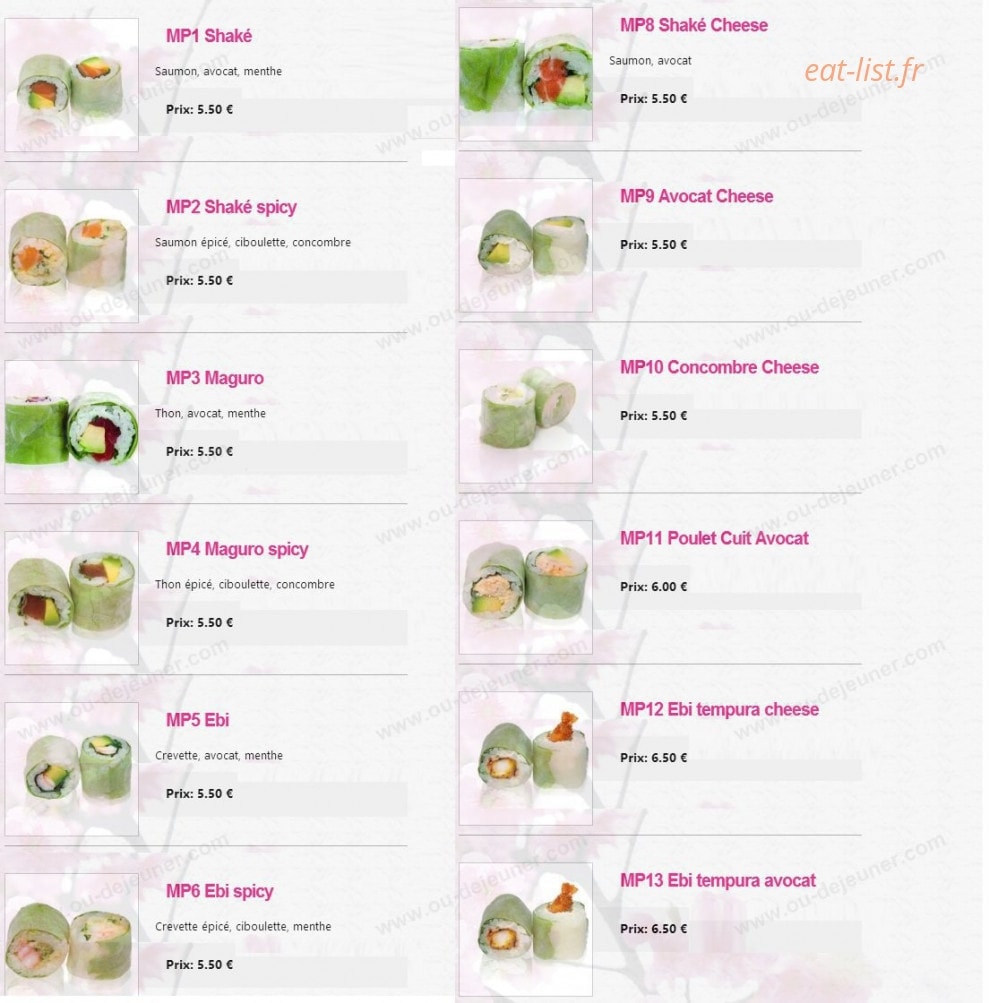 Sakura Sushi — carte page 4