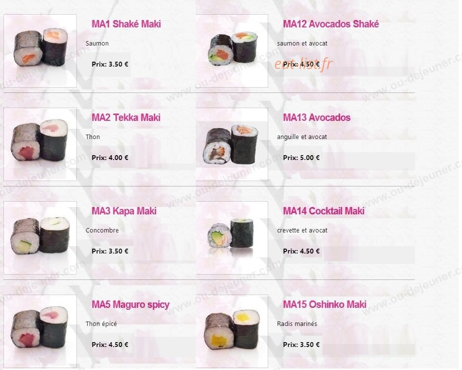 Sakura Sushi — carte page 6