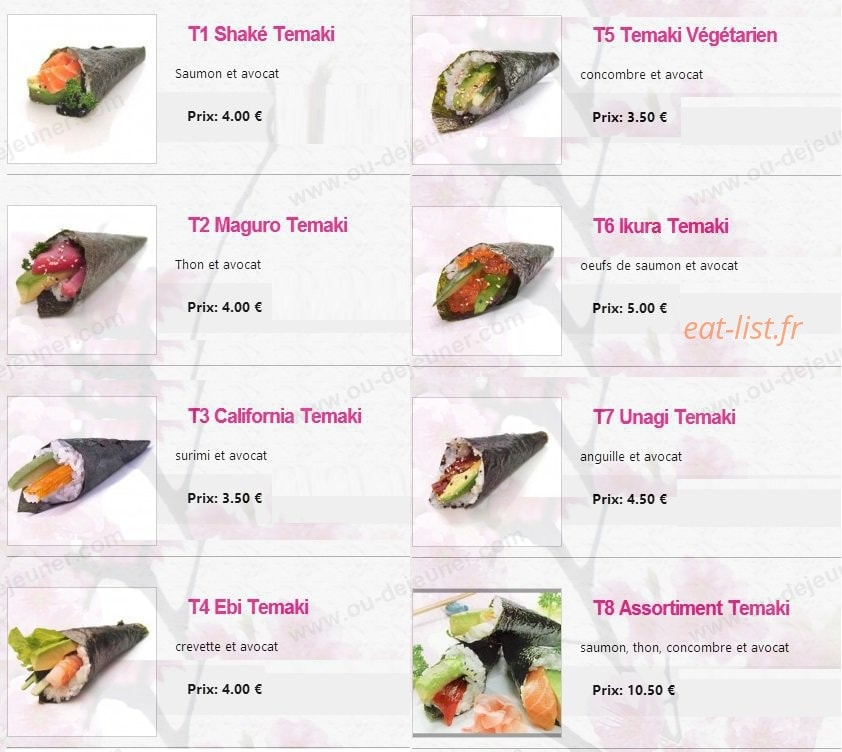 Sakura Sushi — carte page 10