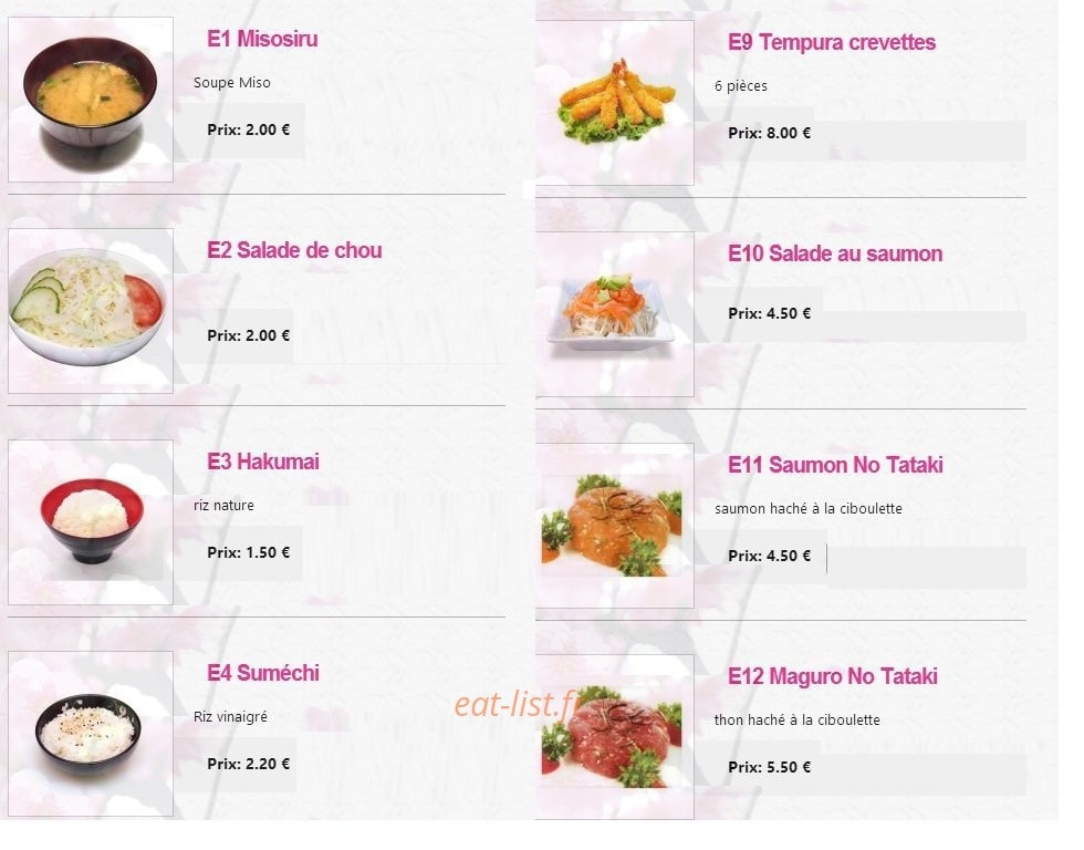 Sakura Sushi — carte page 1