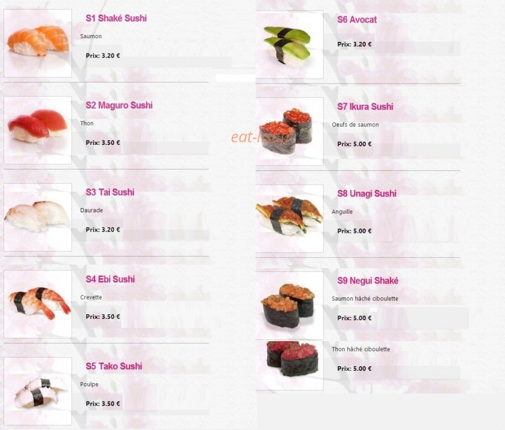 Sakura Sushi — carte page 3