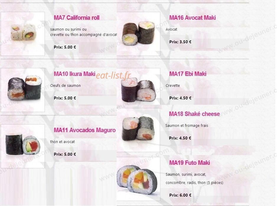 Sakura Sushi — carte page 7