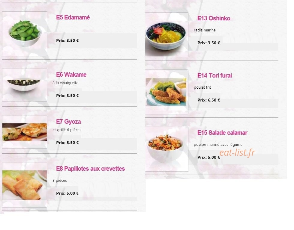 Sakura Sushi — carte page 2