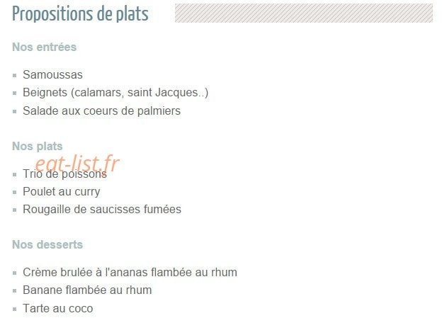 Saveurs Ile Maurice — carte page 1