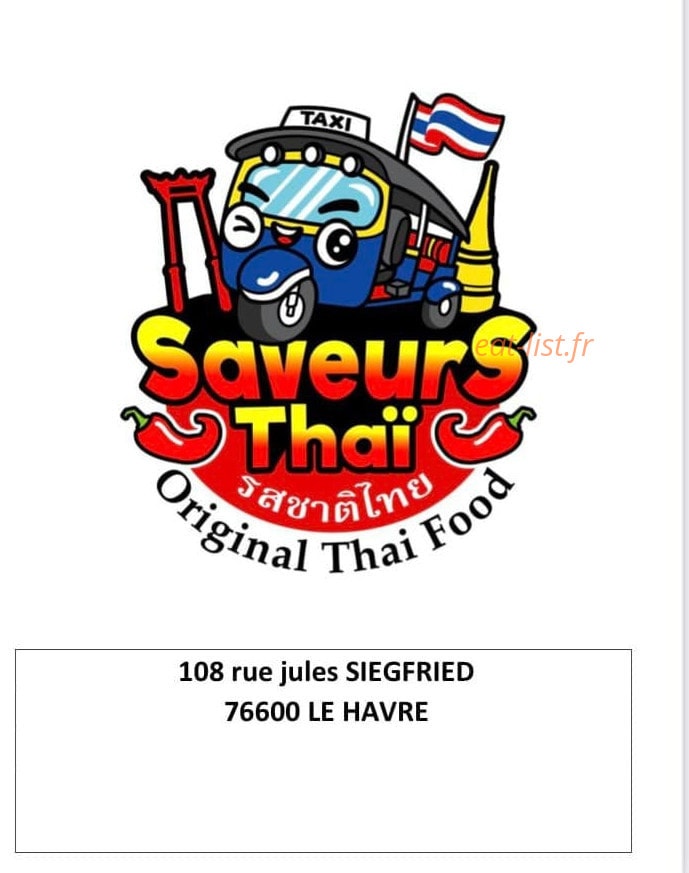 Saveurs Thaï — carte page 1