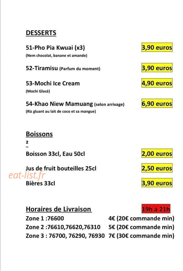 Saveurs Thaï — carte page 4
