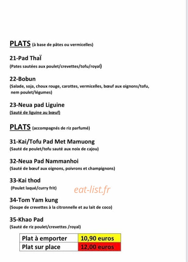 Saveurs Thaï — carte page 3