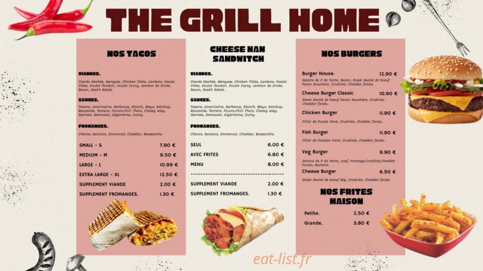 The grill home — carte page 3