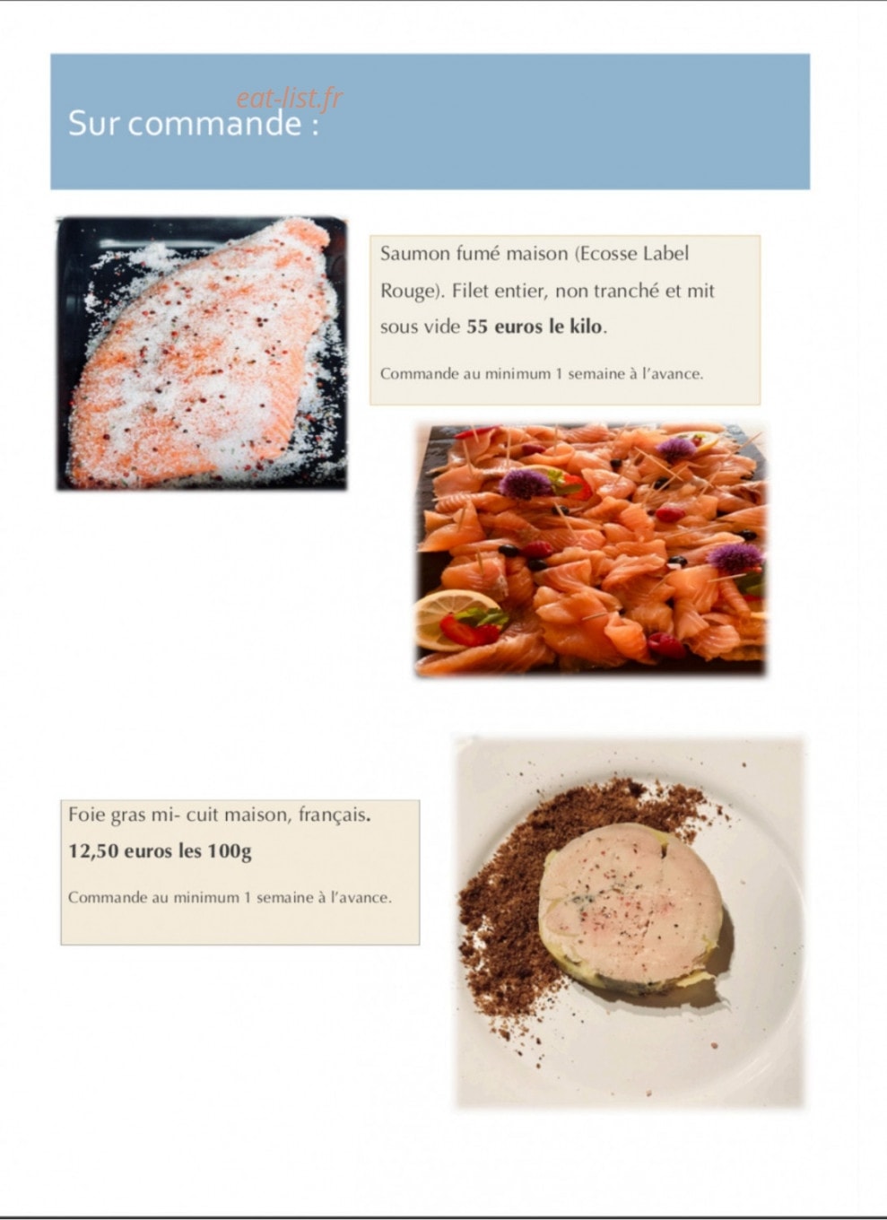 Les petits plats de Chacha — carte page 1