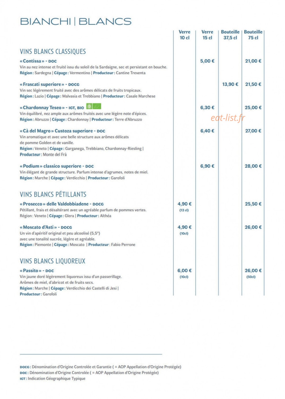 Il Ristorante — carte page 18