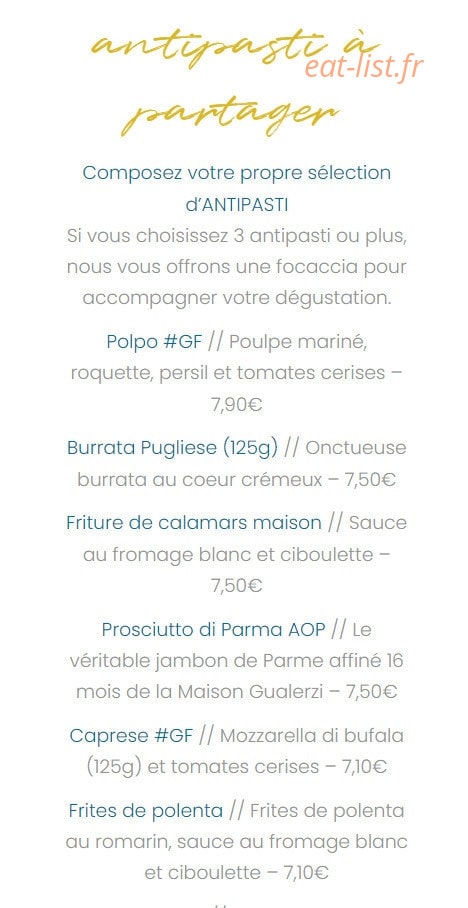 Il Ristorante — carte page 1