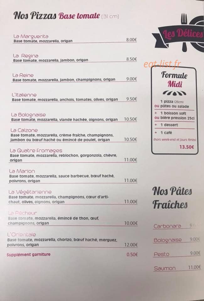 Les Délices De Marion — carte page 1