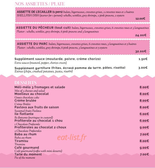 Brasserie du Parc — carte page 3