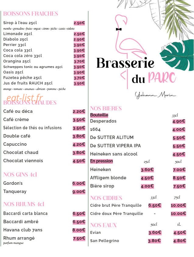 Brasserie du Parc — carte page 6
