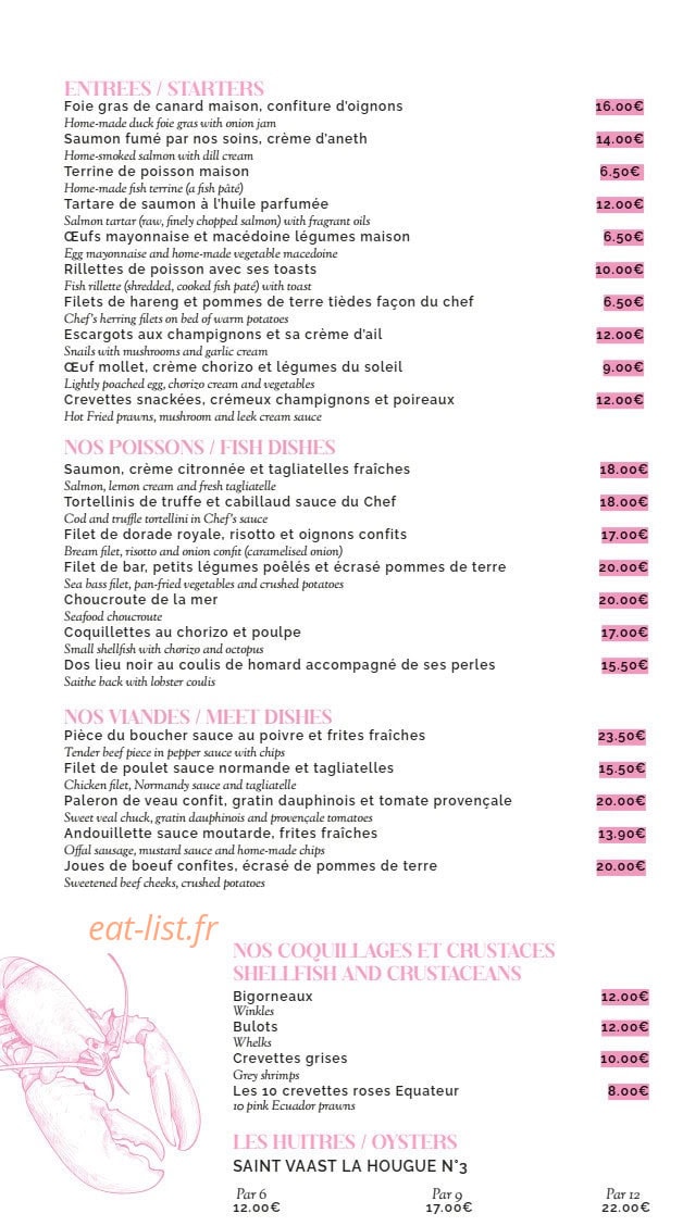Brasserie du Parc — carte page 2