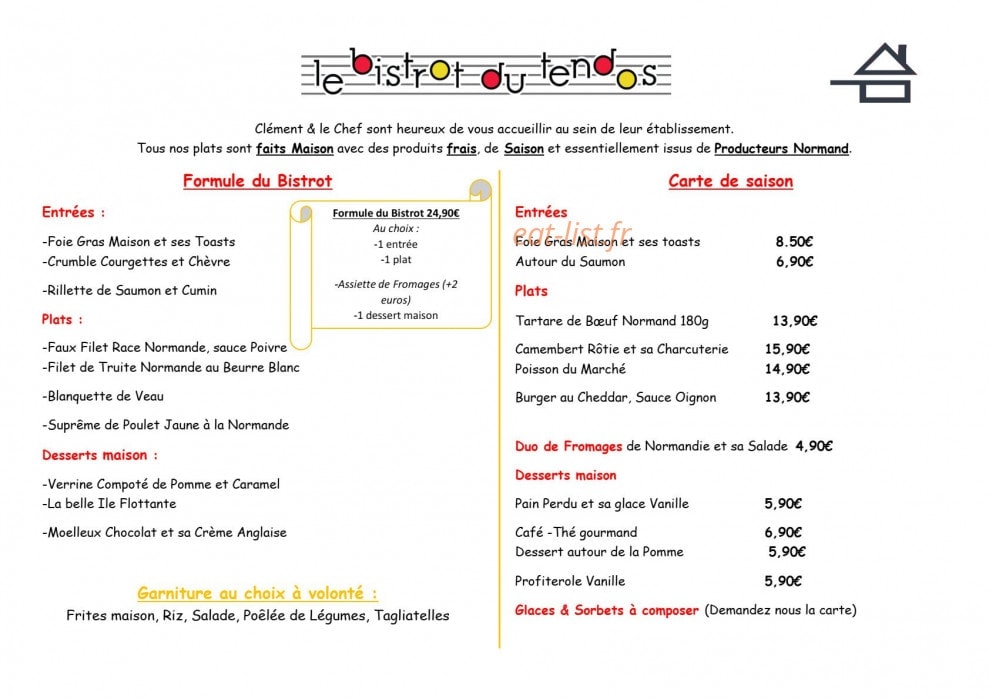 Le Bistrot Du Tendos — carte page 1