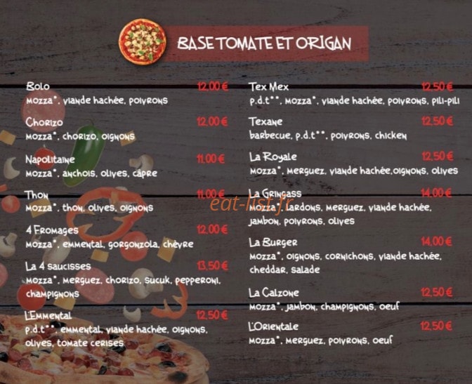 La Cabane à Pizza — carte page 2
