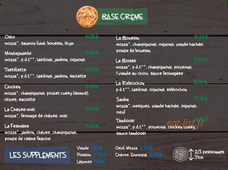 La Cabane à Pizza — carte page 3