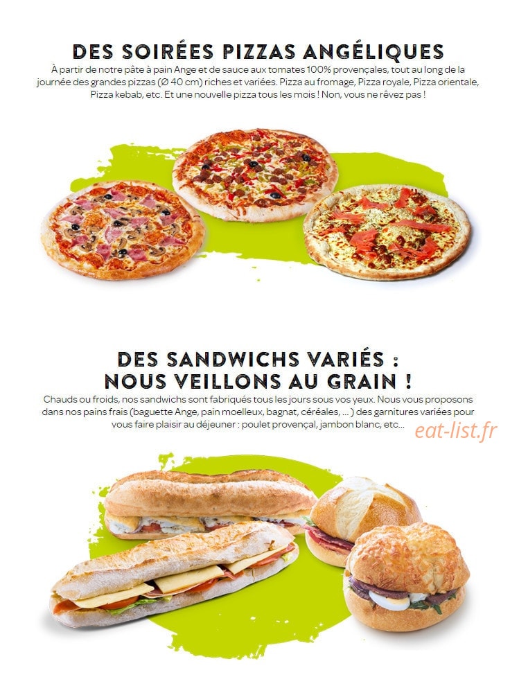 Carte et menu de Boulangerie Ange à Gonfreville l'Orcher — Les pizzas et sandwichs