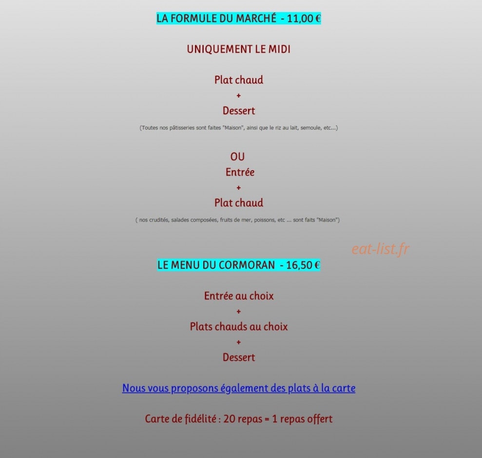 Le Cormoran — carte page 2