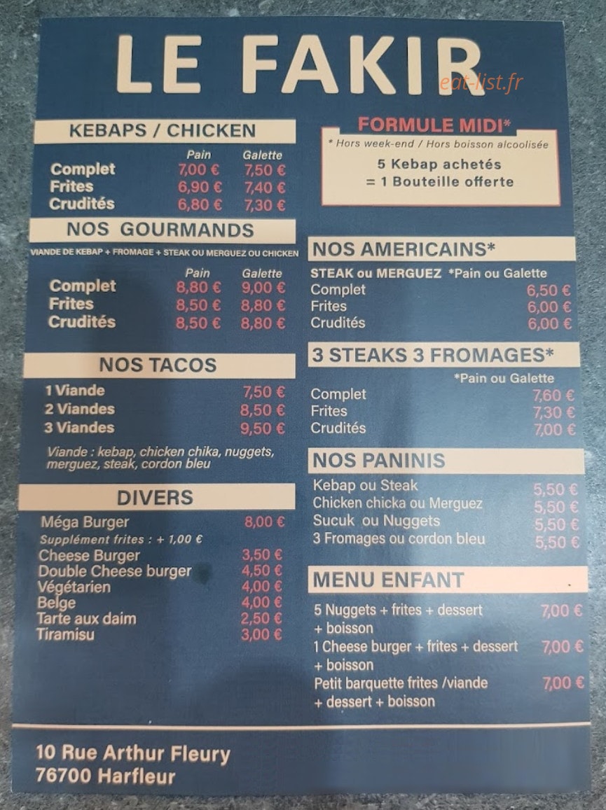 Le Fakir — carte page 1