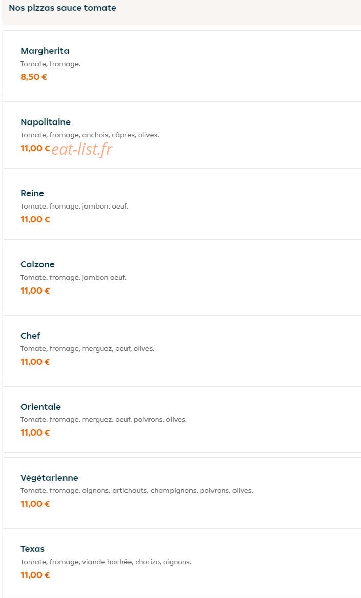 Pizza Jaim — carte page 1