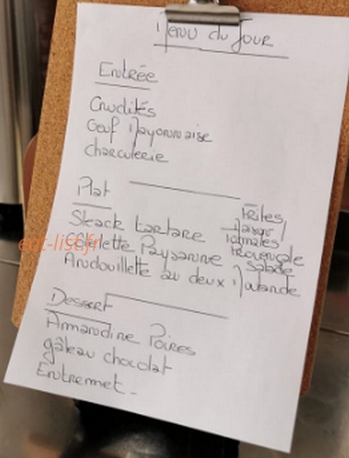 Au Comptoir du Manoir — carte page 1