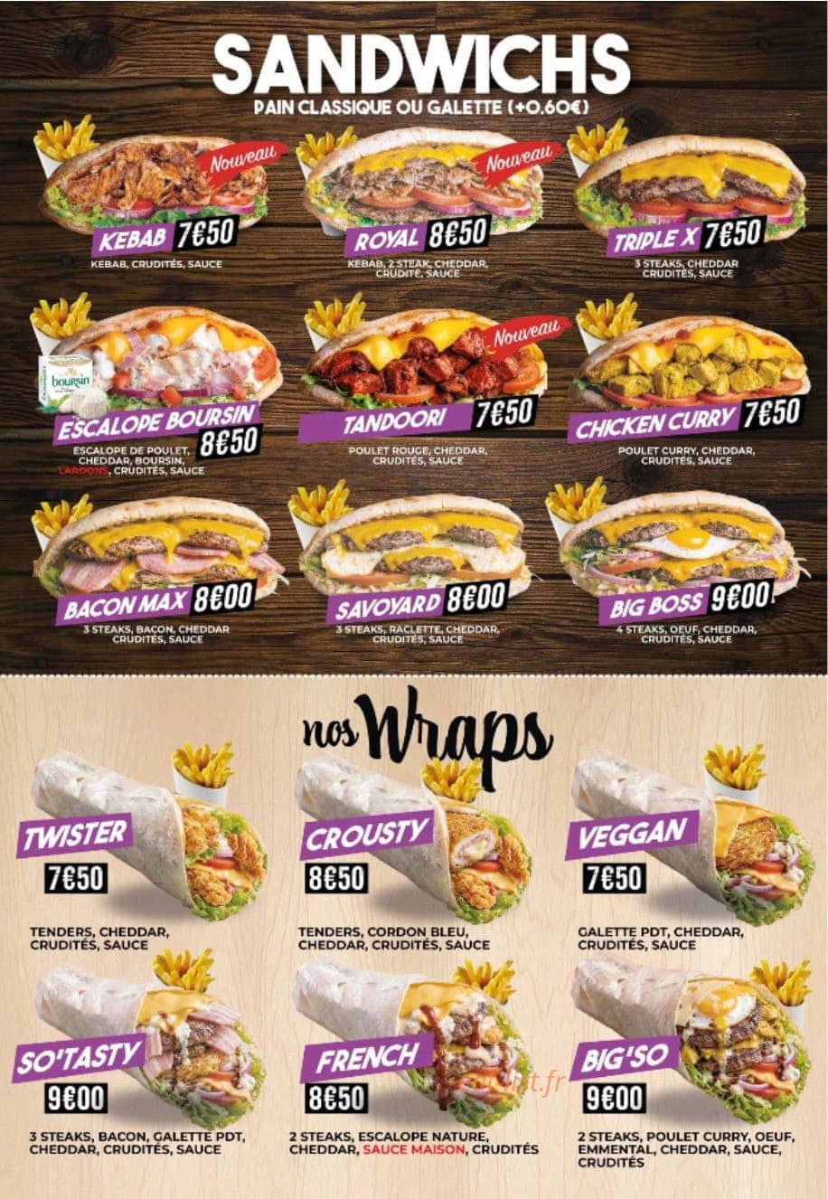 Carte et menu de So’family à Buchy — Les sandwichs et wraps