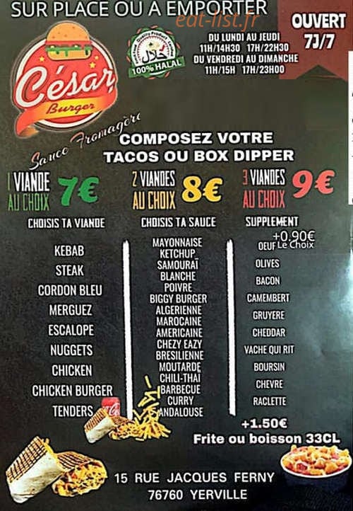 Cesar burger — carte page 2