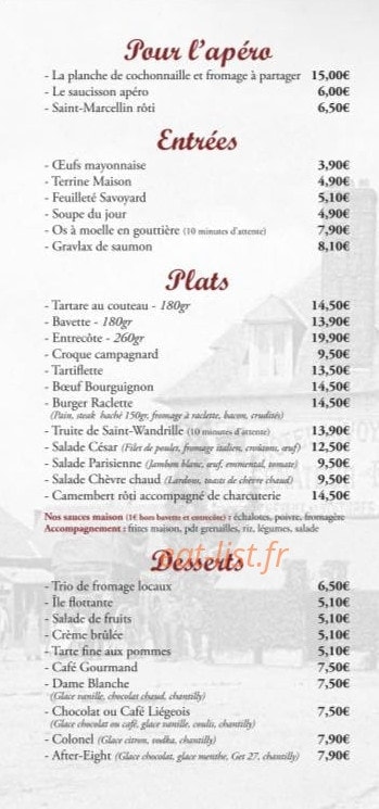 Chez Jeannette — carte page 1