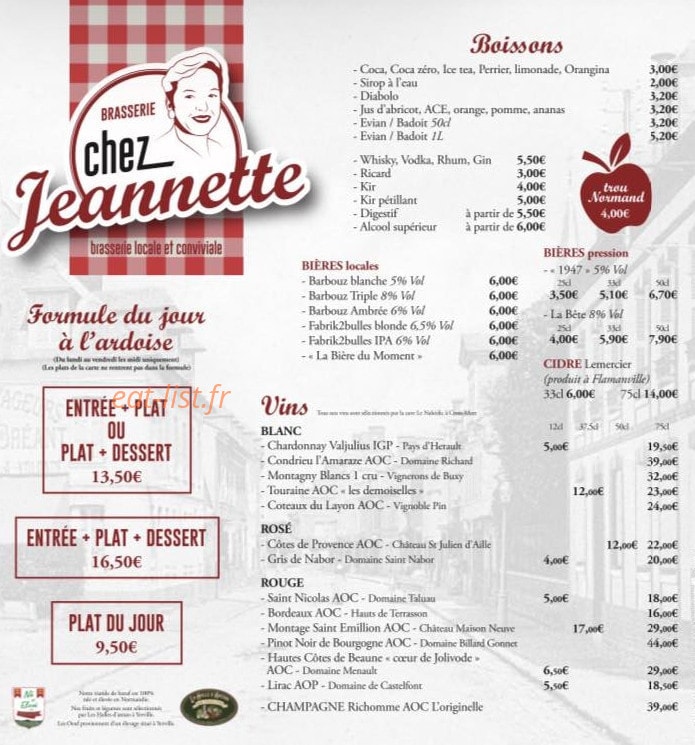 Chez Jeannette — carte page 2