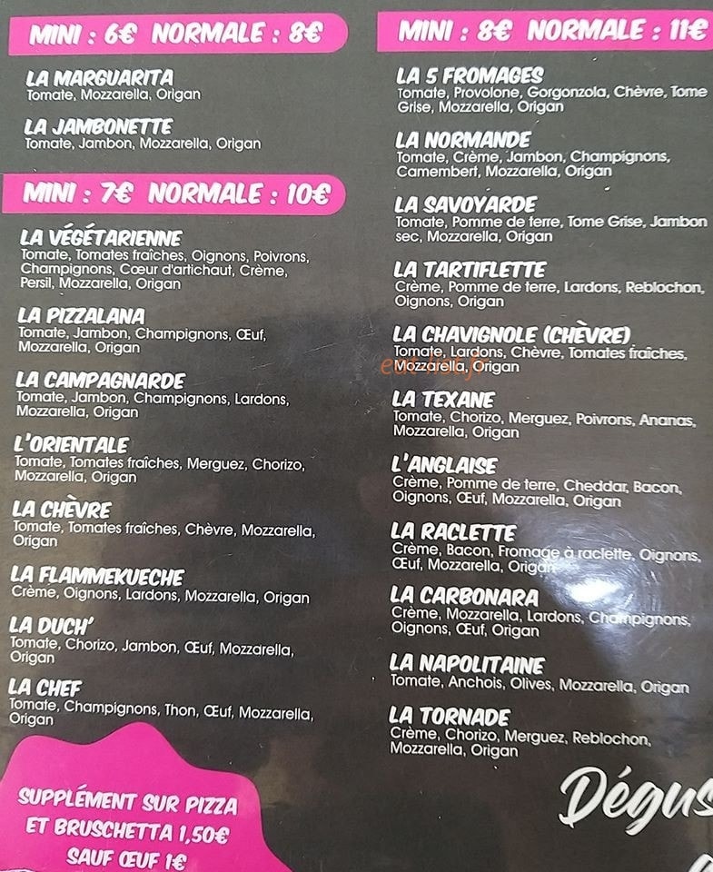 Pizzalanna — carte page 1