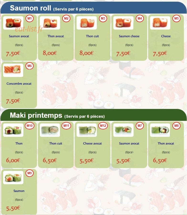 Kang Sushi — carte page 2