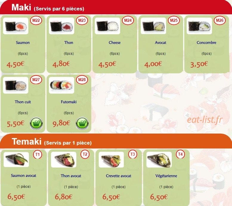 Kang Sushi — carte page 4