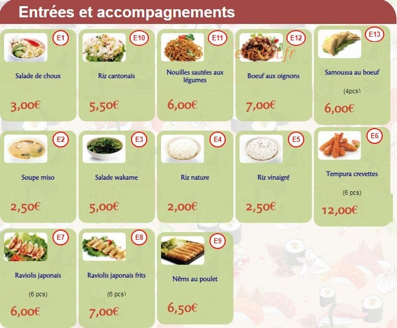 Kang Sushi — carte page 1