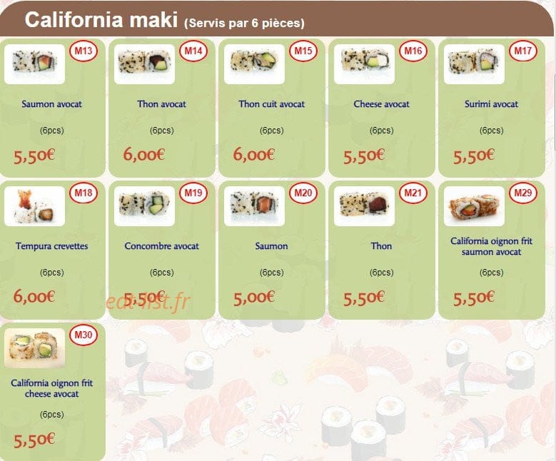 Kang Sushi — carte page 3